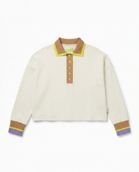 OOF WEAR Polo donna tennis manica lunga in cotone panna 