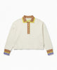 Polo donna tennis manica lunga in cotone panna
