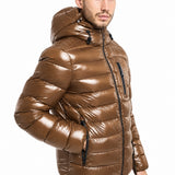 OOSY Piumino da uomo Skat marrone con cappuccio 