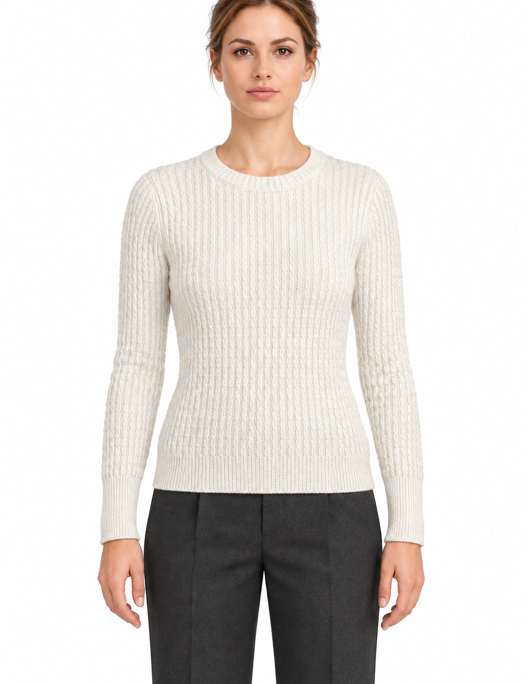 RAKKI Maglione donna Catherine girocollo in Cashwool bianco lana 