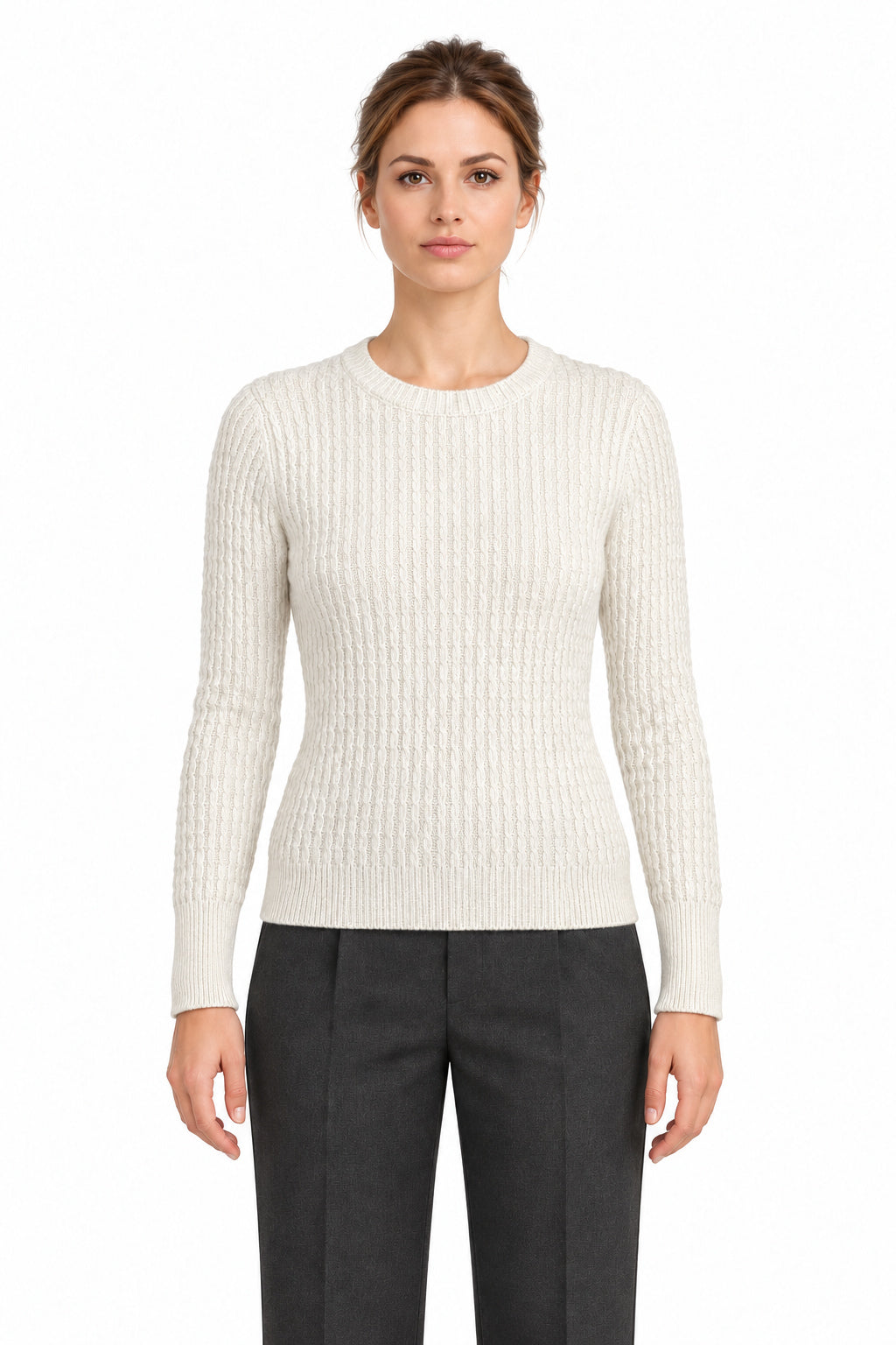 RAKKI Maglione donna Catherine girocollo in Cashwool bianco lana 