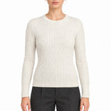 RAKKI Maglione donna Catherine girocollo in Cashwool bianco lana 