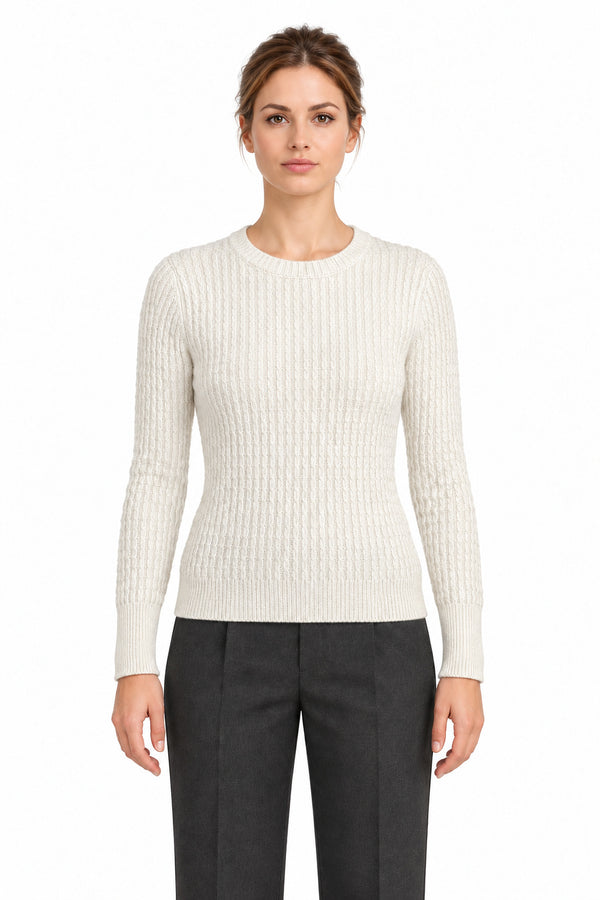 RAKKI Maglione donna Catherine girocollo in Cashwool bianco lana 