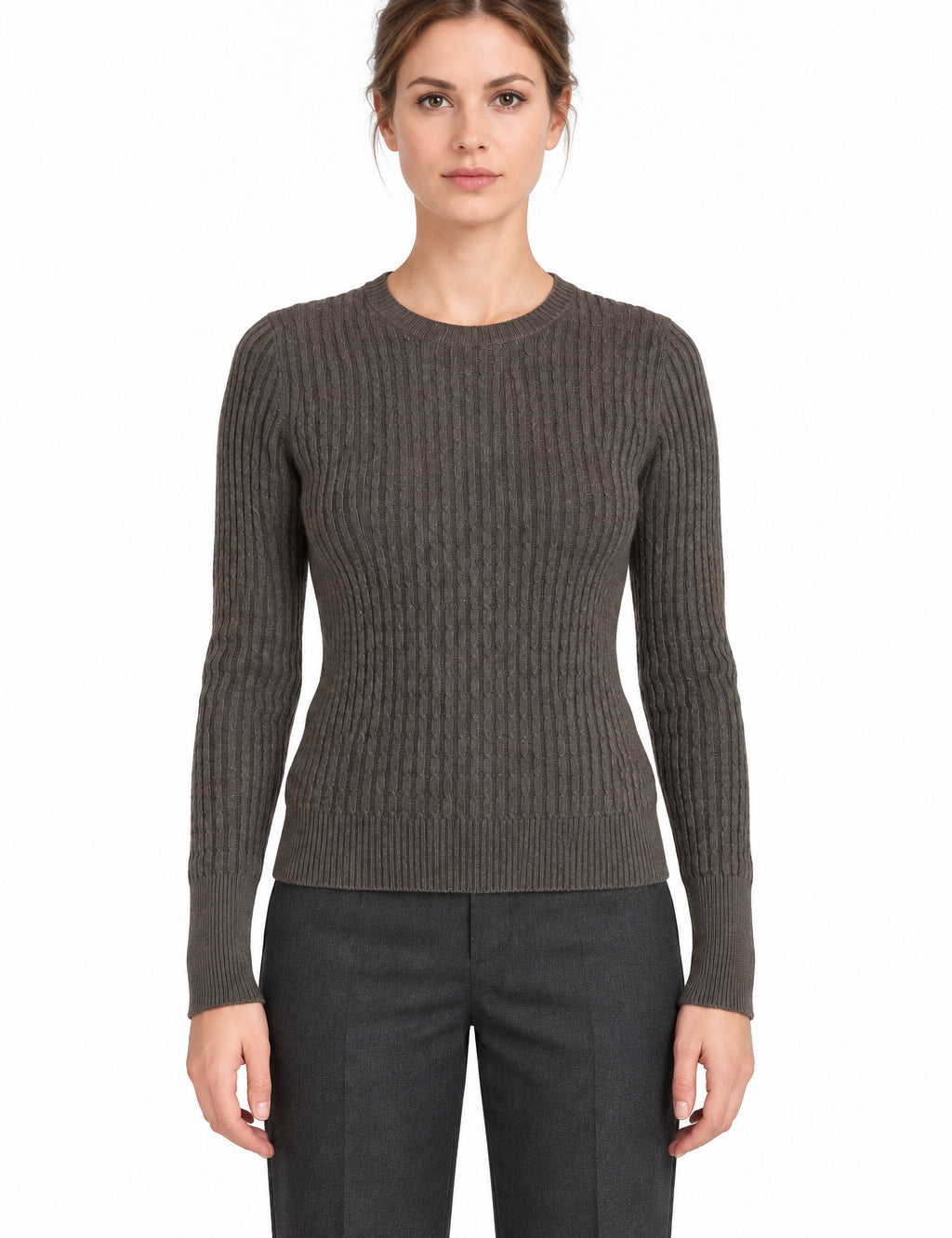 RAKKI Maglione donna Catherine girocollo in Cashwool cioccolato 
