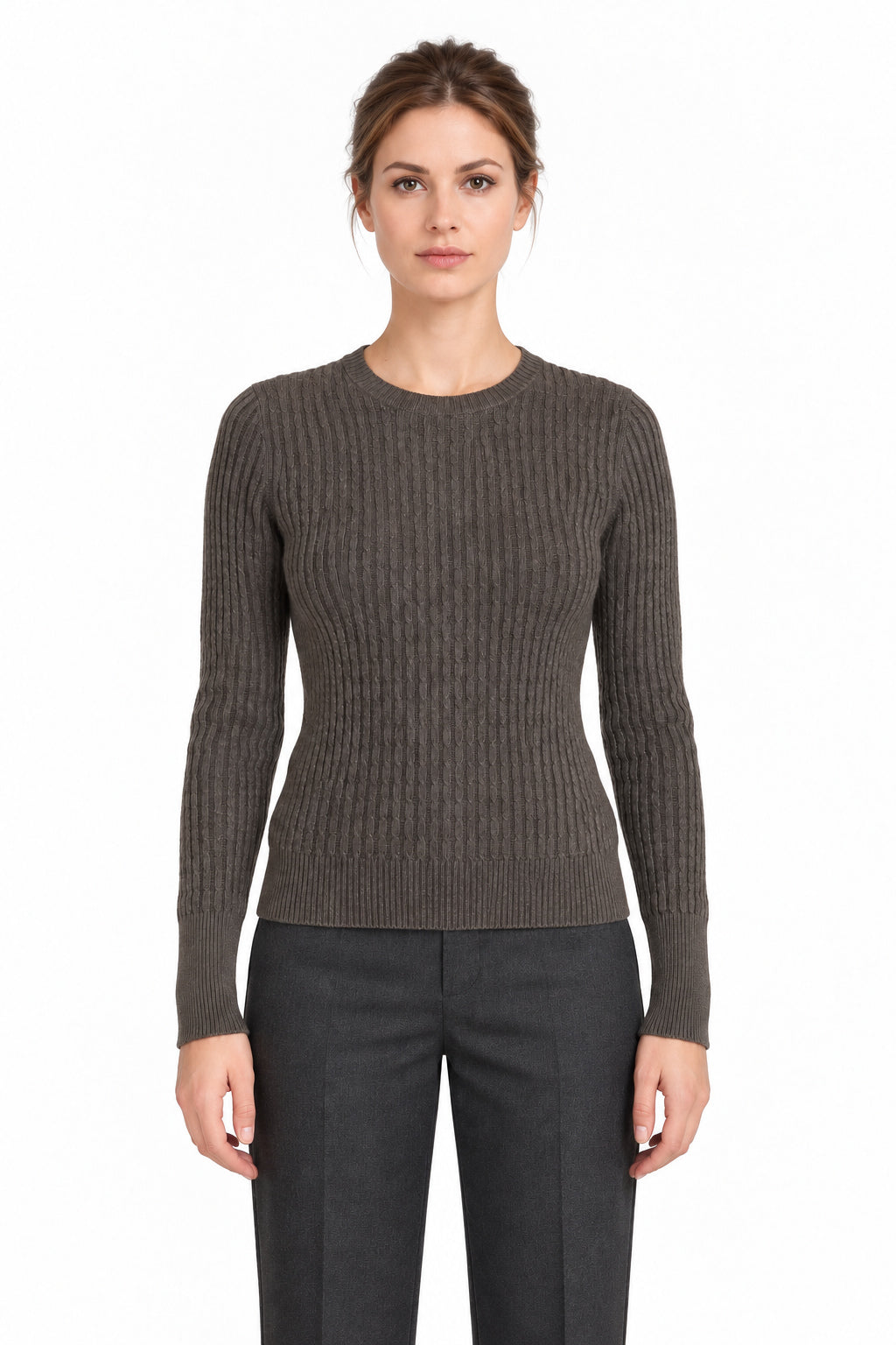 RAKKI Maglione donna Catherine girocollo in Cashwool cioccolato 
