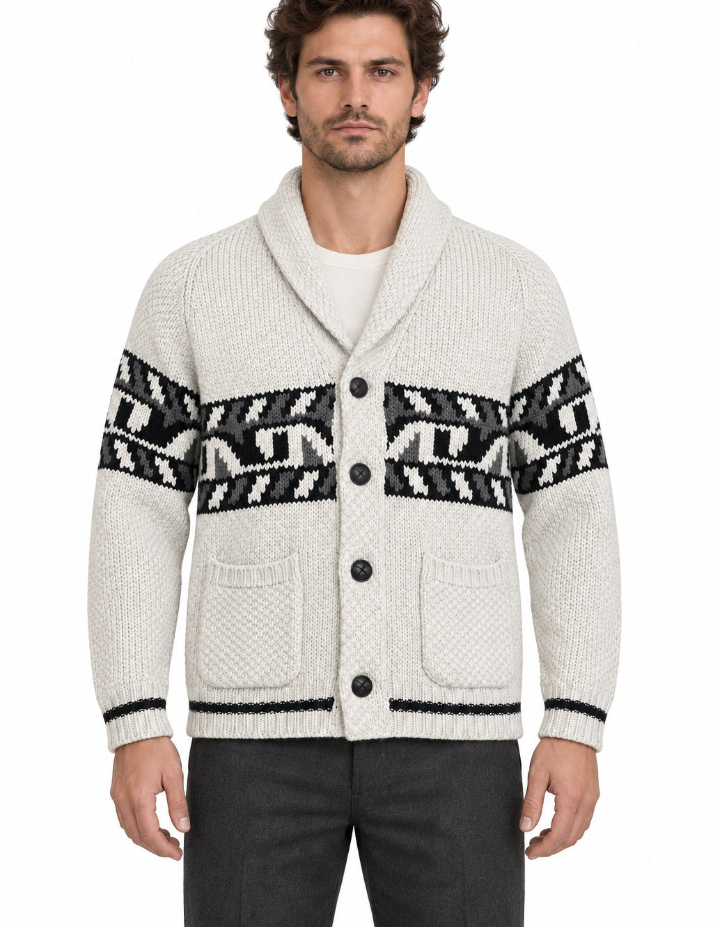 RAKKI Cardigan blazer Holman Ghiaccio in lambswool 
