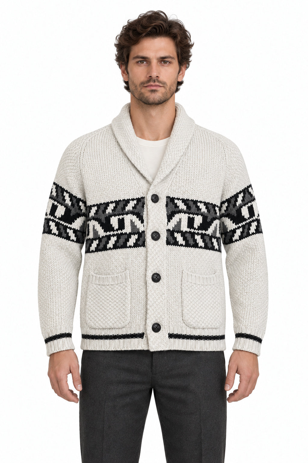 RAKKI Cardigan blazer Holman Ghiaccio in lambswool 