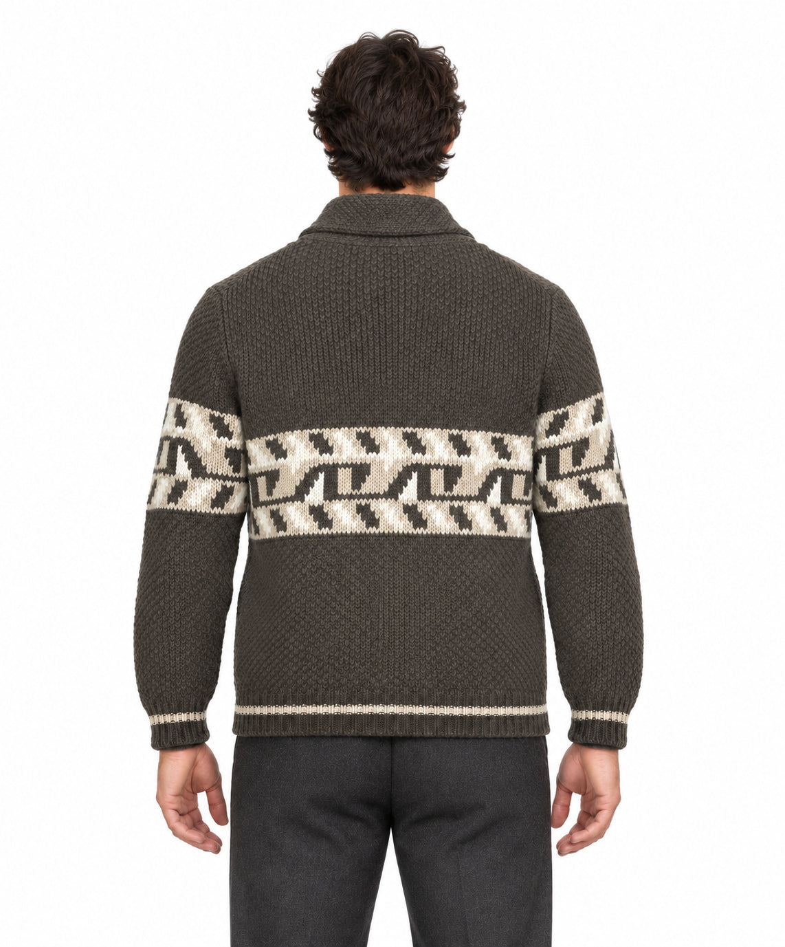 RAKKI Cardigan blazer Holman Ulivo con motivo geometrico 