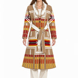 RAKKI Cappotto Navajo cammello in baby lambswool con cintura, 100% Made in Italy 