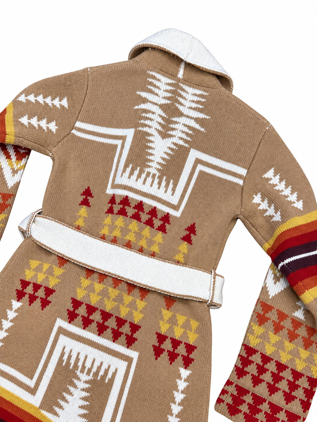 RAKKI Cappotto Navajo cammello in baby lambswool con cintura, 100% Made in Italy 