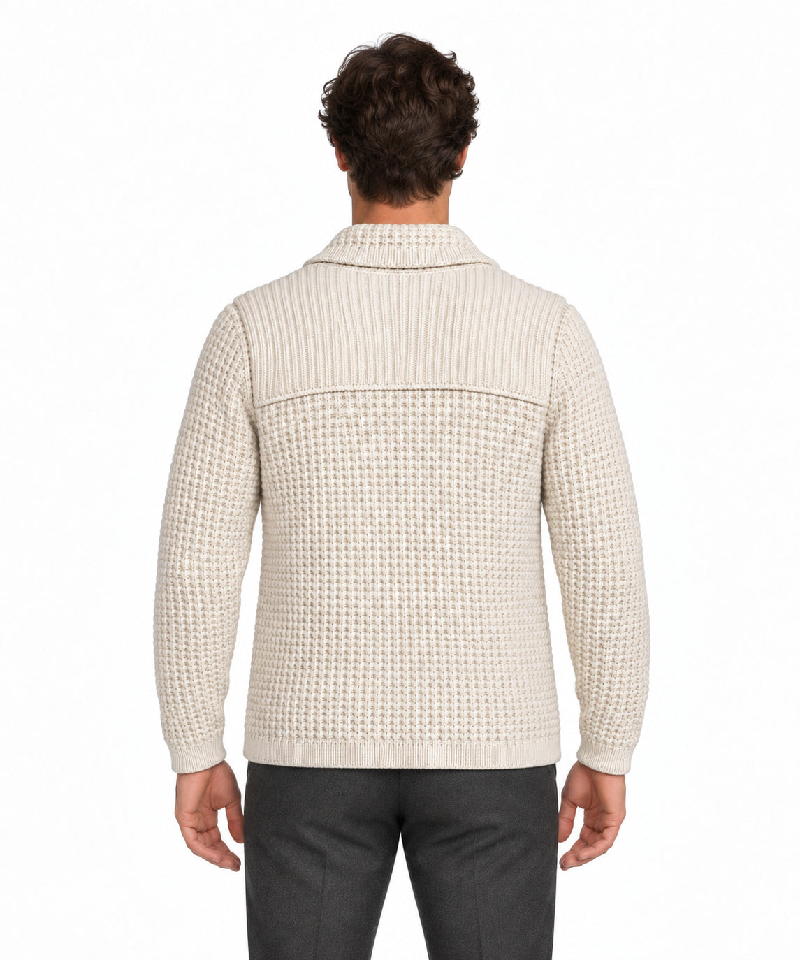 RAKKI Cardigan uomo Ordinary Man avorio in baby lambswool 