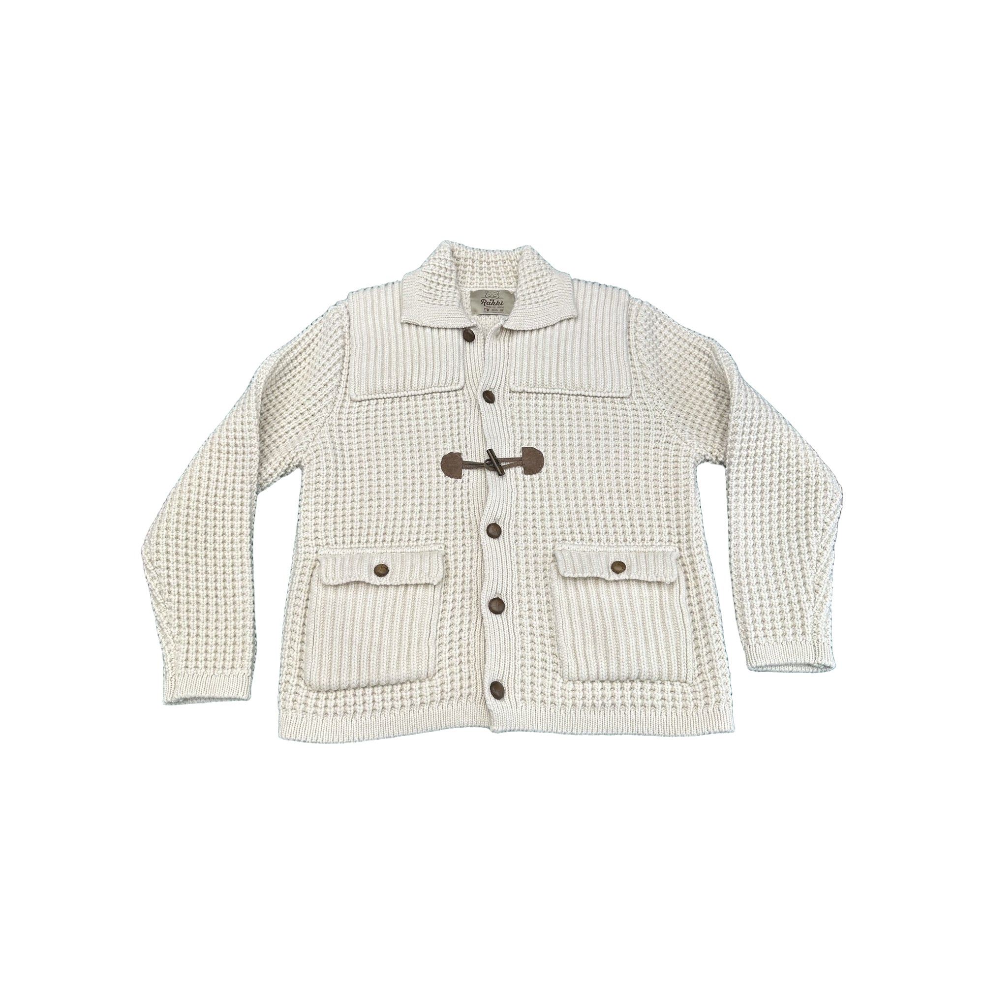 RAKKI Cardigan uomo Ordinary Man avorio in baby lambswool 