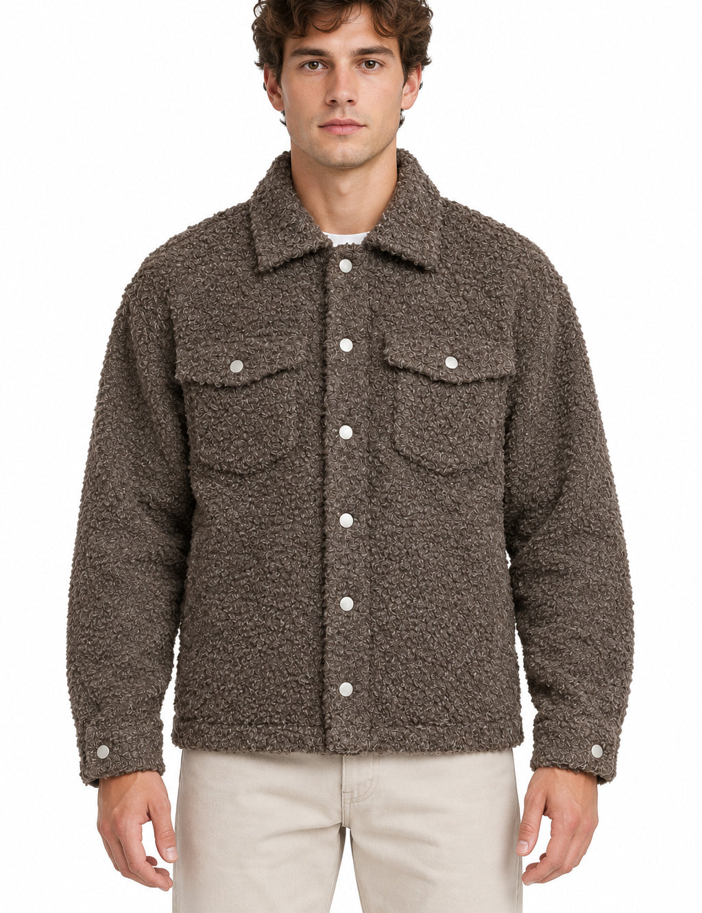 RAKKI Giacca Texas Bear cioccolato in alpaca e cashmere, 100% Made in Italy 