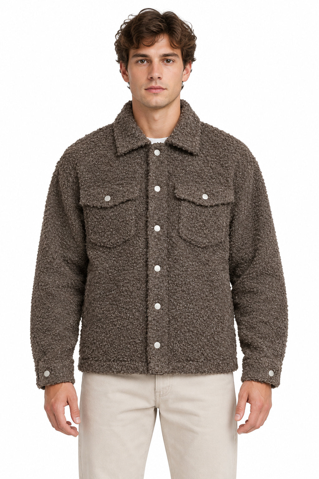 RAKKI Giacca Texas Bear cioccolato in alpaca e cashmere, 100% Made in Italy 