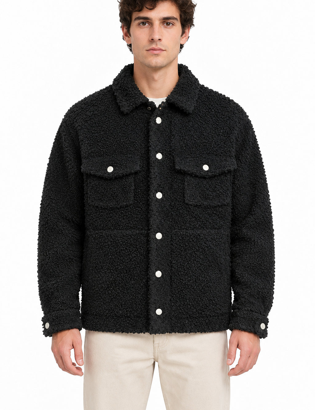 RAKKI Giacca Texas Bear nera in alpaca e cashmere, 100% Made in Italy 