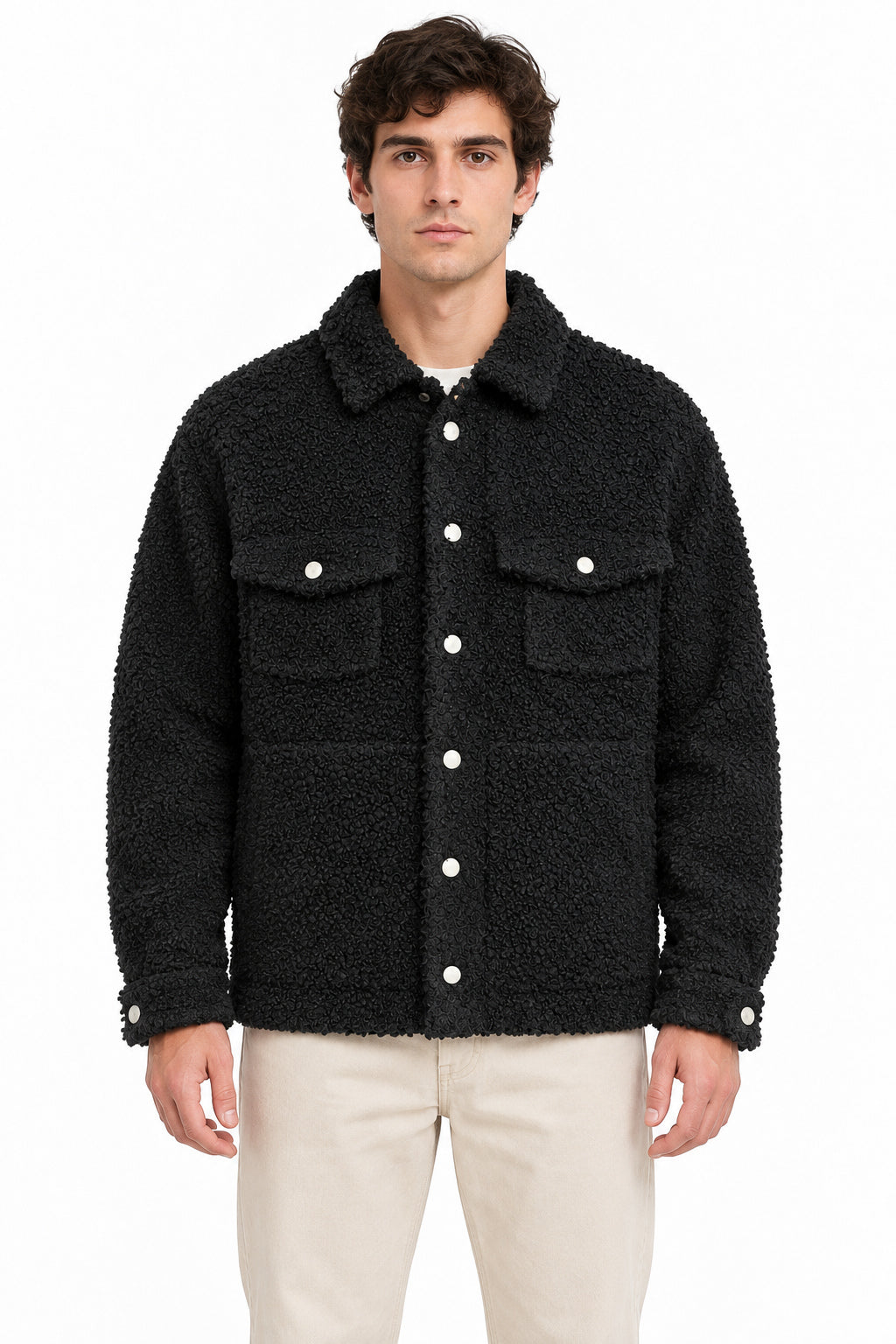 RAKKI Giacca Texas Bear nera in alpaca e cashmere, 100% Made in Italy 