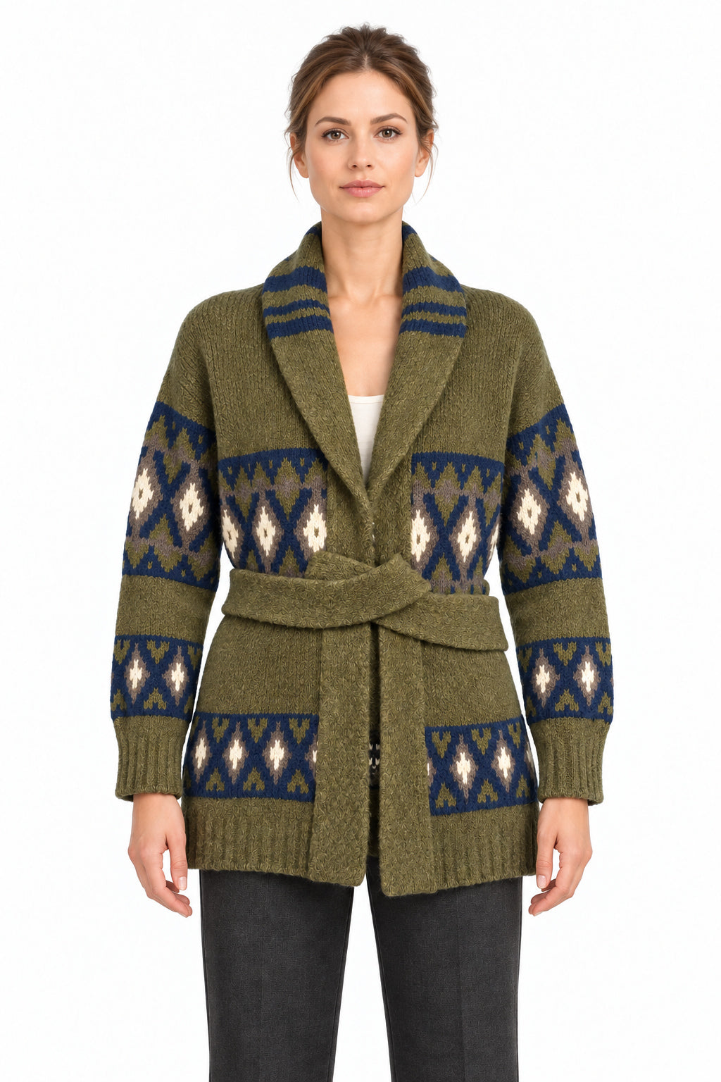 RAKKI Cardigan The Diva WY muschio con motivo etnico 