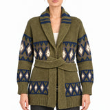 RAKKI Cardigan The Diva WY muschio con motivo etnico 