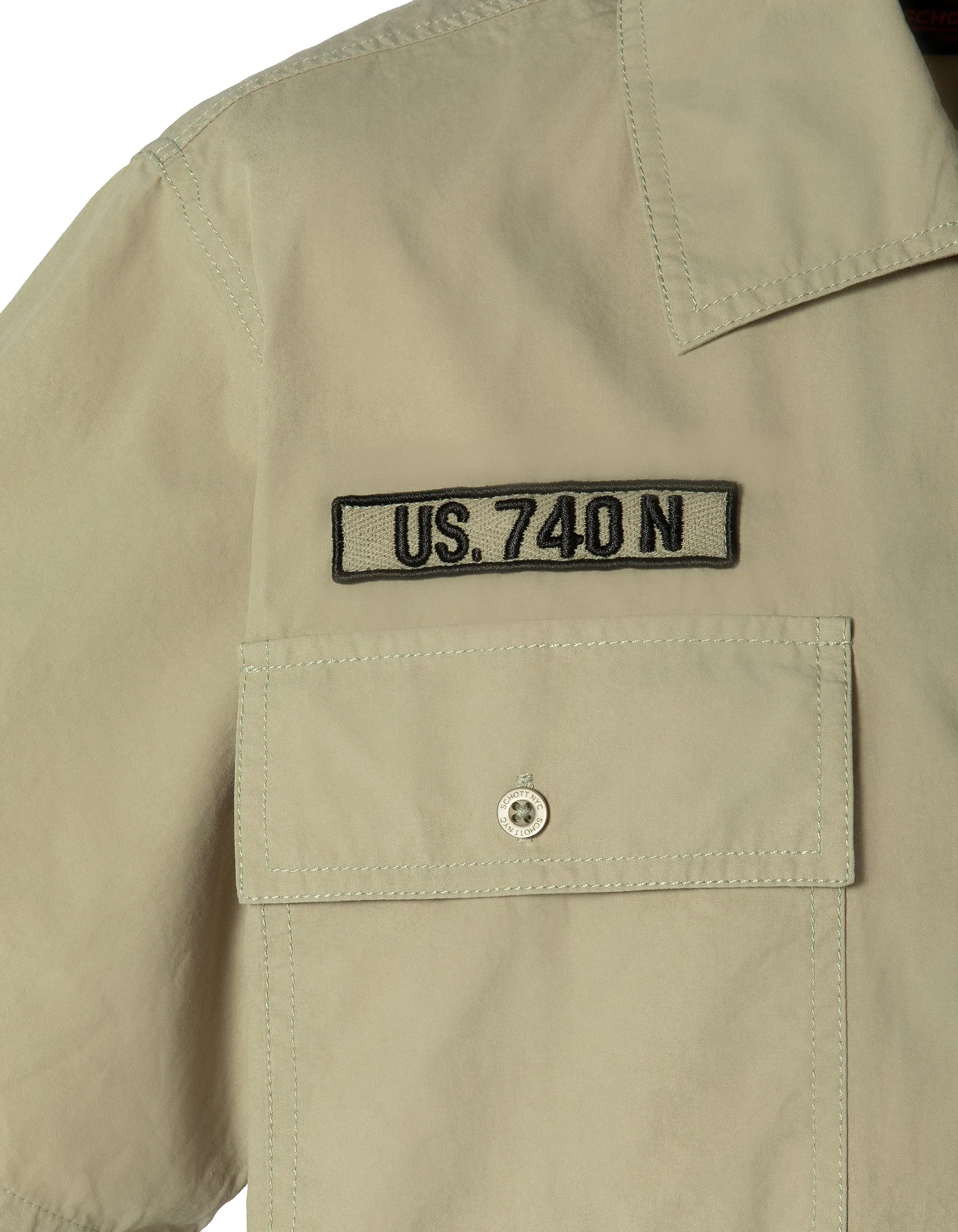 SCHOTT Camicia uomo Bacton kaki in cotone a maniche corte 