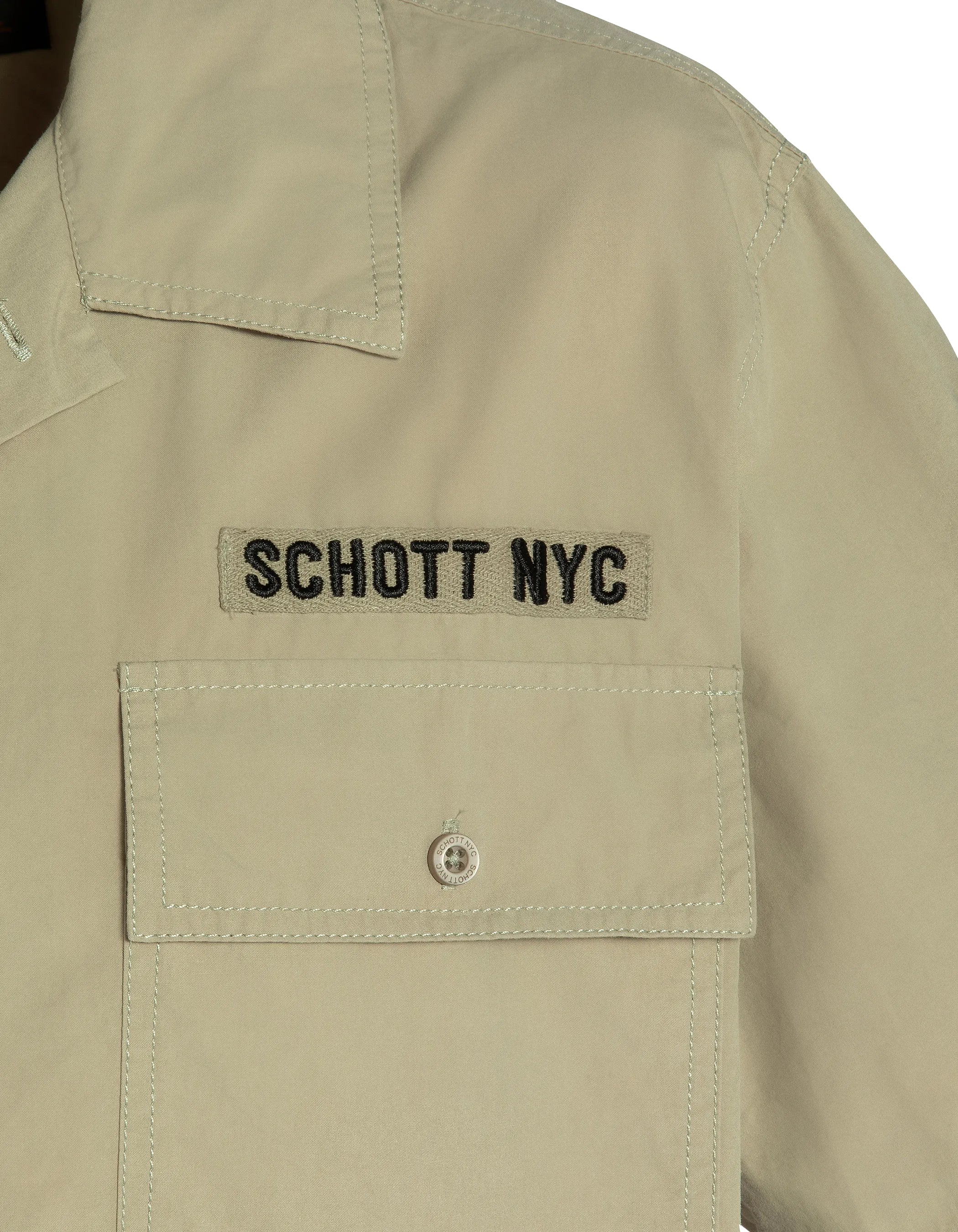 SCHOTT Camicia uomo Bacton kaki in cotone a maniche corte 