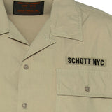 SCHOTT Camicia uomo Bacton kaki in cotone a maniche corte 