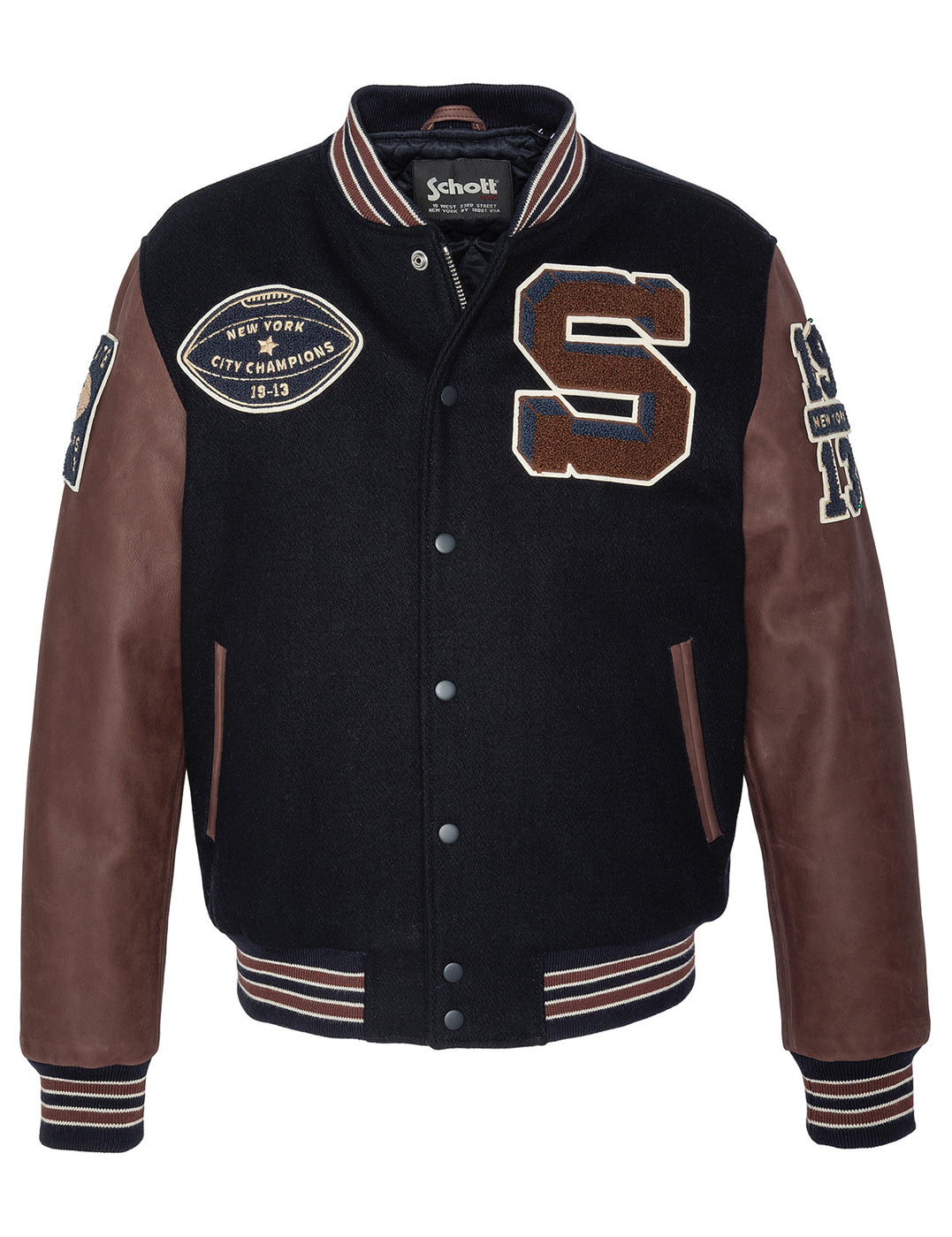 SCHOTT Giacca varsity LC Teddy BD2 navy con maniche a contrasto 