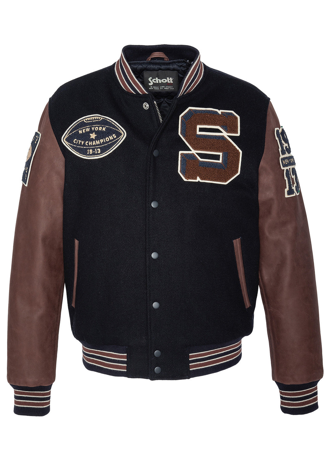 SCHOTT Giacca varsity LC Teddy BD2 navy con maniche a contrasto 