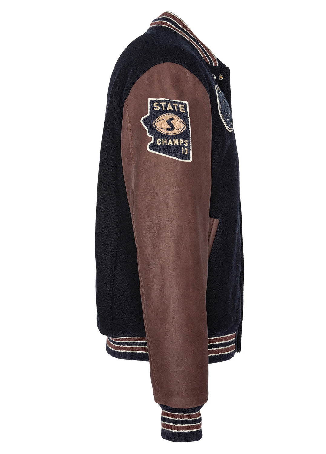 SCHOTT Giacca varsity LC Teddy BD2 navy con maniche a contrasto 