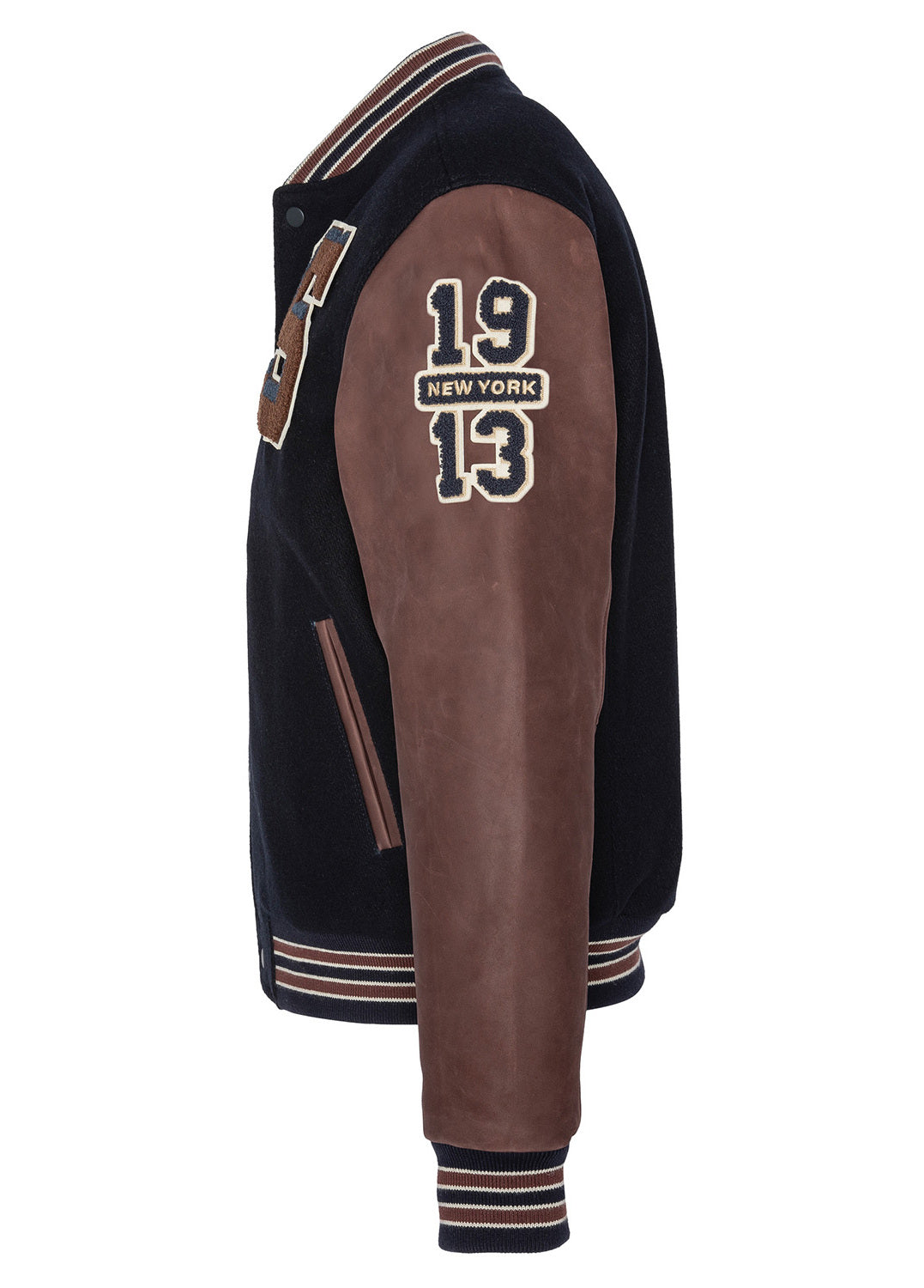 SCHOTT Giacca varsity LC Teddy BD2 navy con maniche a contrasto 