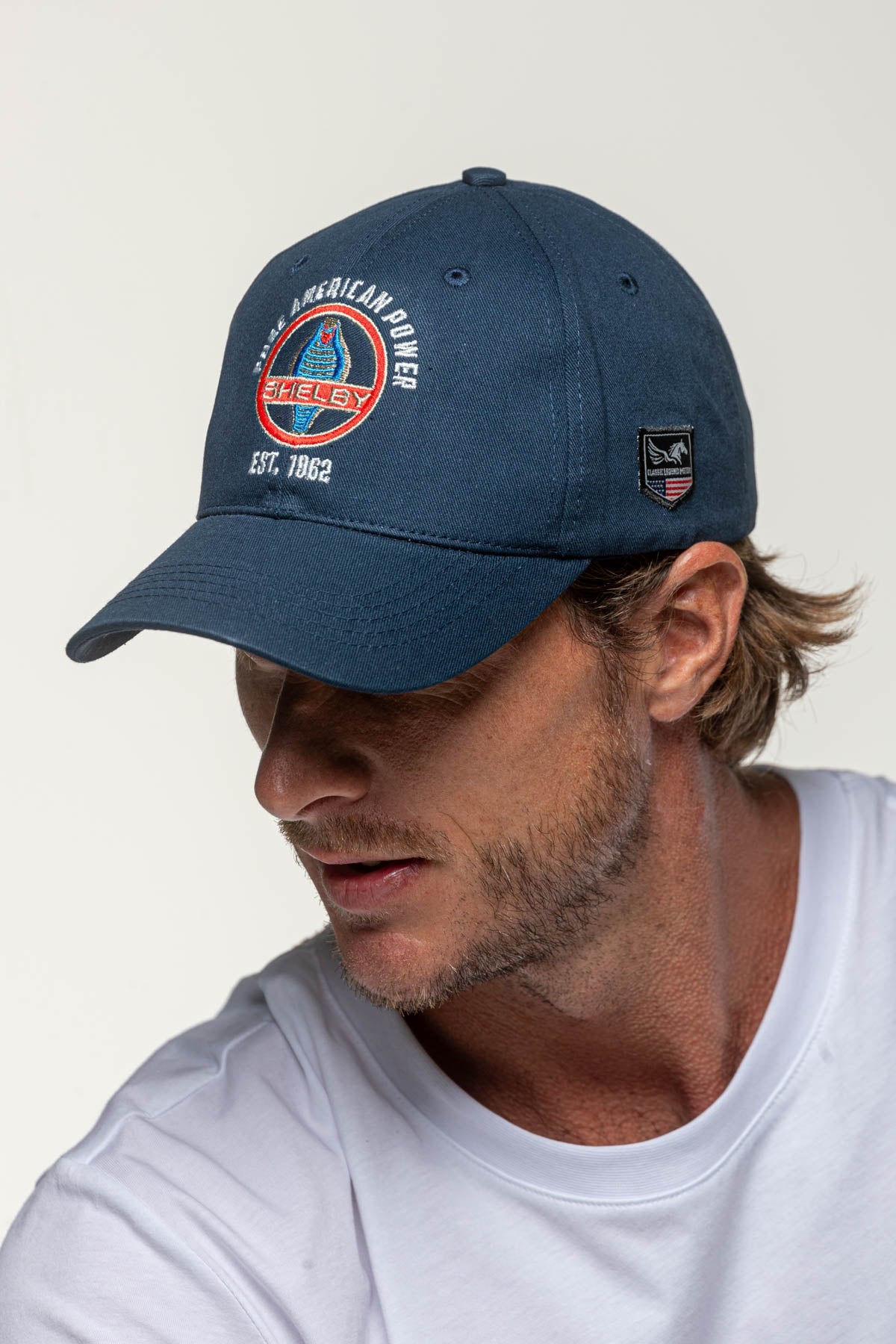 SHELBY Cappello baseball unisex Texas blu navy con visiera curva 