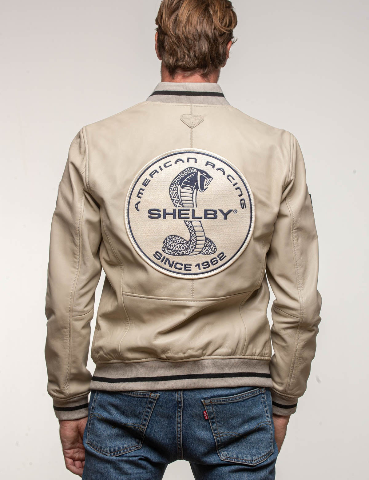SHELBY Bomber uomo Dallas in pelle di montone ecru con zip 