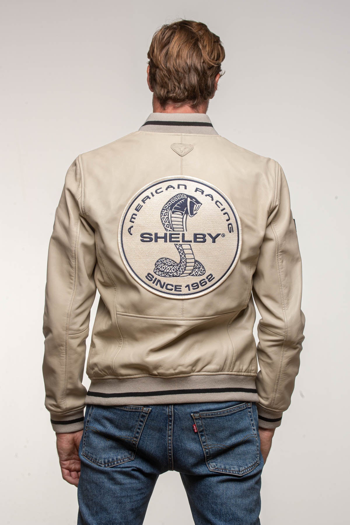 SHELBY Bomber uomo Dallas in pelle di montone ecru con zip 