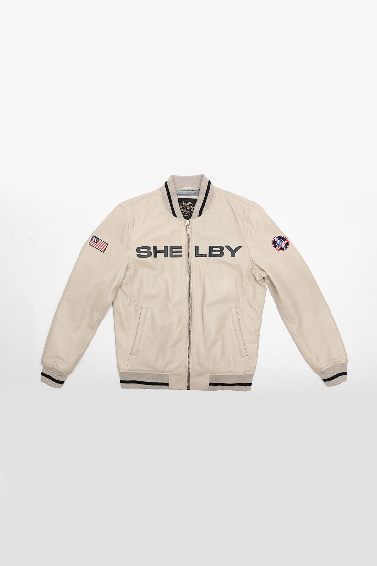 SHELBY Bomber uomo Dallas in pelle di montone ecru con zip 