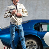 SHELBY Bomber uomo Dallas in pelle di montone ecru con zip 