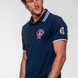 SHELBY Polo uomo Farmer in cotone blu navy a maniche corte 