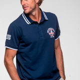 SHELBY Polo uomo Farmer in cotone blu navy a maniche corte 