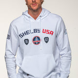 SHELBY Felpa uomo Mustang in cotone bianco con cappuccio 