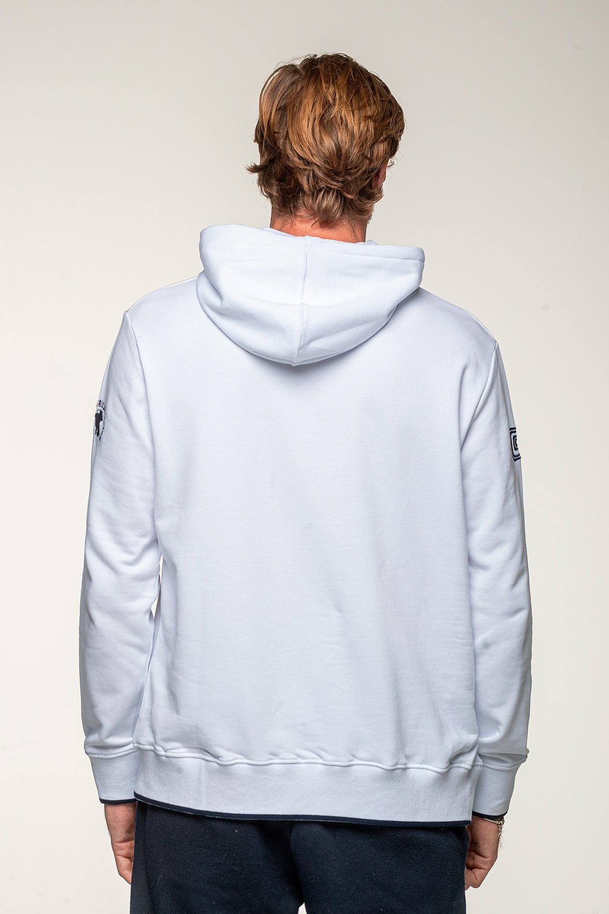 SHELBY Felpa uomo Mustang in cotone bianco con cappuccio 