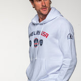 SHELBY Felpa uomo Mustang in cotone bianco con cappuccio 