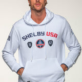 SHELBY Felpa uomo Mustang in cotone bianco con cappuccio 