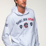 SHELBY Felpa uomo Mustang in cotone bianco con cappuccio 