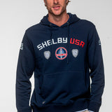 SHELBY Felpa uomo Mustang in cotone blu navy con cappuccio 