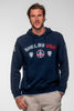 Felpa uomo Mustang in cotone blu navy con cappuccio