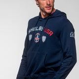 SHELBY Felpa uomo Mustang in cotone blu navy con cappuccio 