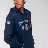 SHELBY Felpa uomo Mustang in cotone blu navy con cappuccio 