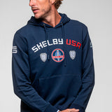SHELBY Felpa uomo Mustang in cotone blu navy con cappuccio 