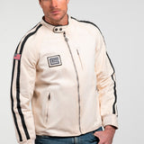 SHELBY Giubbotto uomo O'Shell in canvas ecru con zip 