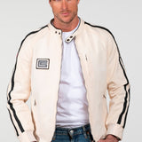 SHELBY Giubbotto uomo O'Shell in canvas ecru con zip 