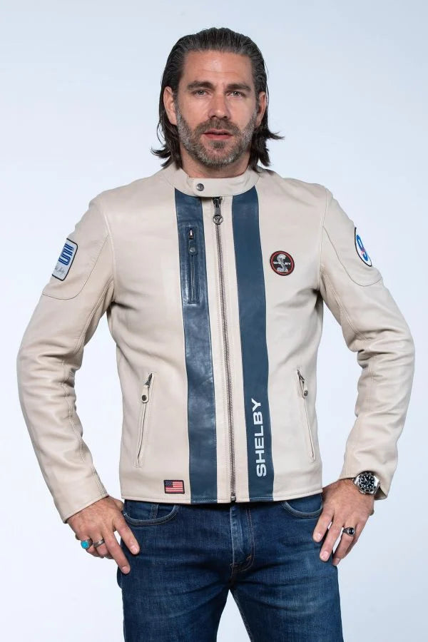 SHELBY Giacca uomo Shelby Men Ecru in pelle di montone 