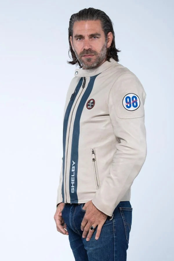 SHELBY Giacca uomo Shelby Men Ecru in pelle di montone 